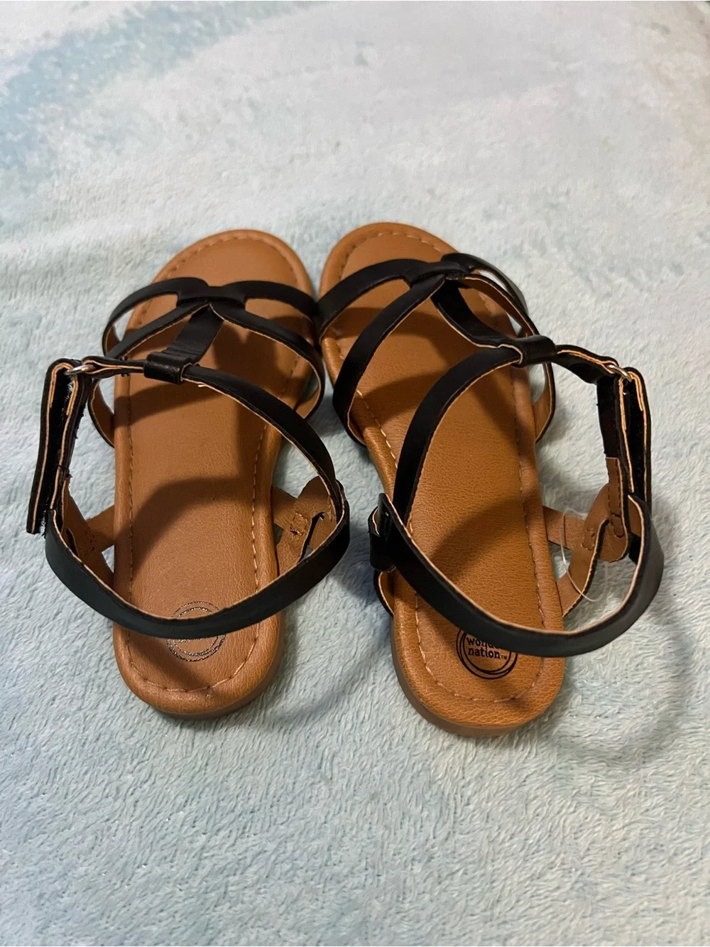 wonder nation Black Strappy T‑Bar Kids Sandals